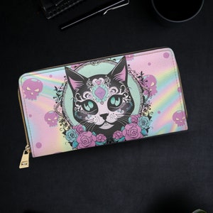 Carteira Pastel Goth - Carteira Pastel Cat - Carteira Goth Feminina - Carteira Black Cat Cash
