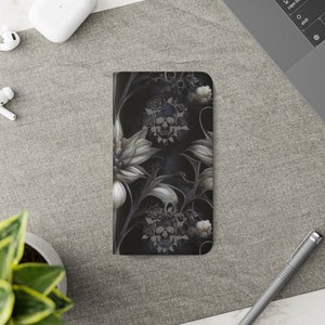 Funda tipo billetera con diseño botánico gótico para iPhone y teléfonos Samsung Galaxy - Funda gótica para teléfono - Funda para iPhone - Funda para Samsung