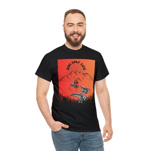 Disc Golf Tee - Frisbee Golf Shirt With Blue Ridge Mountain Scene - Nature and River Lover Gift - Everyday Disc Golf Wear