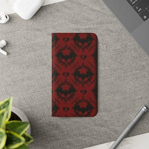 Etui z klapką w kształcie gotyckiego nietoperza - Eleganckie etui na telefon w stylu gotyckim - Etui z klapką w kształcie nietoperza - Etui na telefon w stylu gotyckim - Stylowe etui na telefon z portfelem