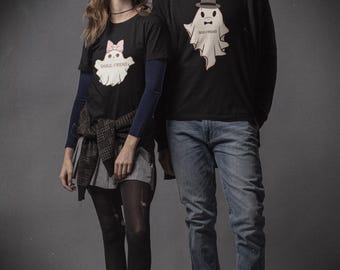 Ghoul-Friend & Boo-Friend Matching Ghost Couples T-Shirt — Halloween Matching Tee