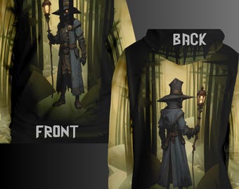 Gothic Steampunk Plague Doctor All Over Print Hoodie - Steampunk Style Plague Doctor AOP Pullover Hoodie