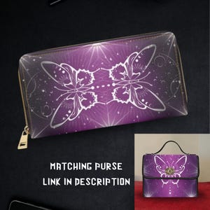 Cartera gótica - Cartera Luna Moth - Cartera Celestial Moth - Bonita cartera con cremallera