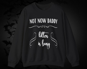 Not Now Daddy Funny Sweatshirt, Kitten is Busy Pullover Sweater, Adult Humor Sweaters
