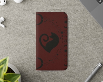 Dark Academia Celestial Cat Faux Leather Wallet Phone Case