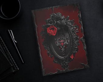 Gothic Style Elegant Hardcover Matte Journal - Goth Mirror Red and Black Journal