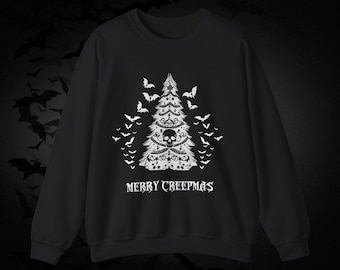 Merry Creepmas Sweatshirt | Spooky Holiday Gothmas Christmas Pullover