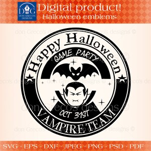 Happy Halloween Vampire Team, SVG clipart design for: stickers, CNC, Heat-press, laser engraving. Invent your own Halloween game party!