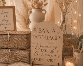 Pancarte bar a tatouage - Panneau Bar à Tatouages Personnalisé - décoration mariage