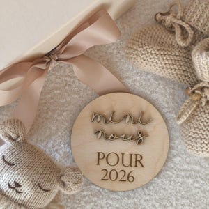 Carte bois annonce grossesse, carte bois, carte annonce mini nous, mini nous