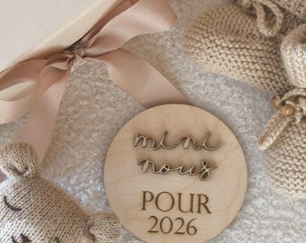 Carte bois annonce grossesse, carte bois, carte annonce mini nous, mini nous