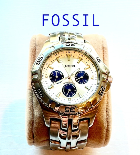 Mens Fossil , blue Chronograph  stainless steel si