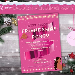 Baddies Friendsmas Digital Party Invitation | Sassy Soiree DIY | Instant Download | Pink & Fierce Design | Customizable Celebration Download