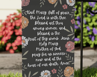 Hail Mary Garden flag, Catholic garden flag, Hail Mary prayer, Virgin Mary yard flag, Catholic home decor, garden banner, Catholic Mom gift