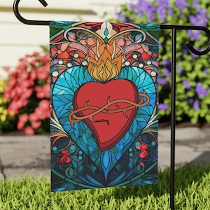 Sacred Heart Garden flag, Catholic garden flag, Sacred Heart yard flag gift, Catholic home decor, Jesus garden banner, Catholic mom gift