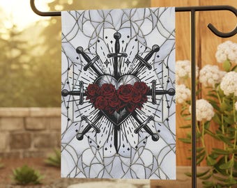 Our Lady of Sorrows garden flag, Catholic garden flag, Immaculate Heart, Catholic home decor, Mary garden flag, Catholic gifts, Virgin Mary