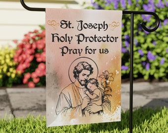 St Joseph Prayer yard flag, Catholic garden flag, St Joseph gift, Catholic Dad gift, Catholic garden banner, Catholic gift, priest gift