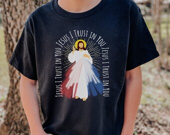 Divine Mercy, Catholic kids shirt, Catholic shirt for kids, Jesus I trust in you, Catholic kids gift, St Faustina, Confirmation saint gift