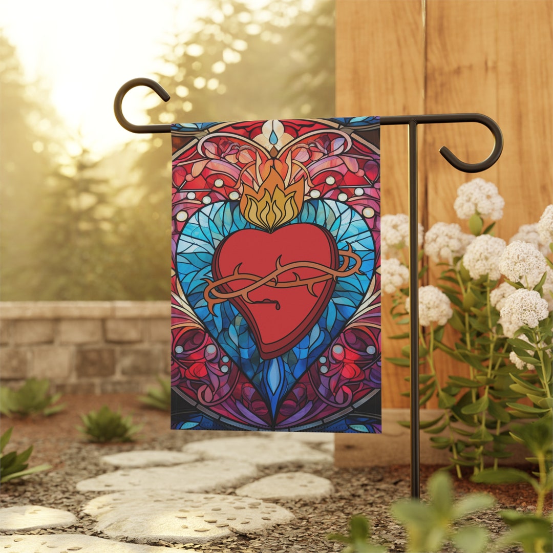 Sacred Heart Garden Flag, Catholic Garden Flag, Sacred Heart Yard Flag