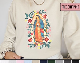 Our Lady of Guadalupe Sweatshirt: Marian Catholic Gift for Women