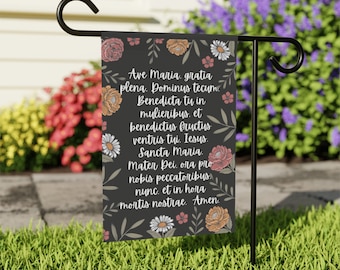 Ave Maria Garden Flag: Catholic Hail Mary Prayer Yard Banner