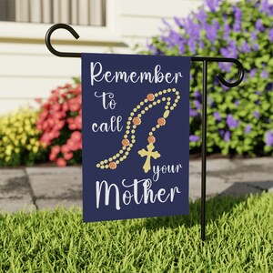 Pray the Rosary, Catholic yard flag, Church garden flag, Mary garden, Catholic classroom, Virgin Mary, Catholic house decor, Catholic gifts image 2