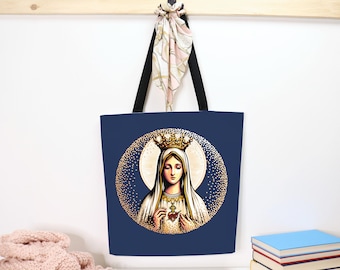 Our Lady of Fatima, Catholic tote, Virgin Mary tote bag, Immaculate of Heart of Mary, Catholic mom gift, Catholic gifts, Mother's Day gift