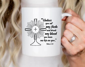 Eucharist Art mug, Catholic coffee mug, Monstrance, Confirmation gift, Catholic Eucharist, priest gift, Catholic mug, Eucharistic Adoratio