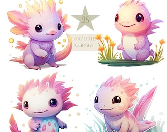 Ajolote Clipart PNG Pegatinas imprimibles, Ajolote lindo,Imprimir y cortar PNG digital Pegatinas troqueladas, Descarga instantánea