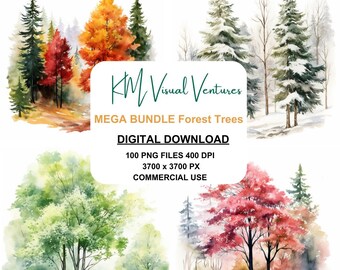 Mega Bundle 100 of Watercolor Forest Tree Clipart Pine Tree Png  Woodland Tree Forest Landscap Watercolor Tree Wedding invitation PNG