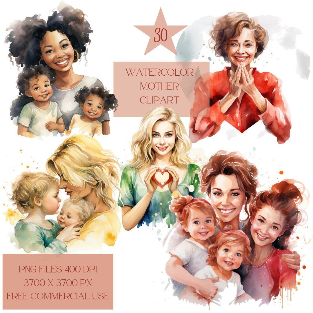 Watercolor Mother Clipart PNG, Mommy Love, Motherhood Clipart, Love Png ...