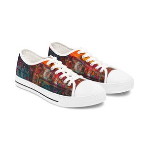Colorful Canvas Low Top Sneakers: Art-Inspired Women&#39;s Casual Shoes