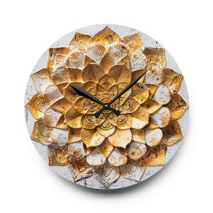 Gold Mandala Acrylic Wall Clock: Boho Home Decor
