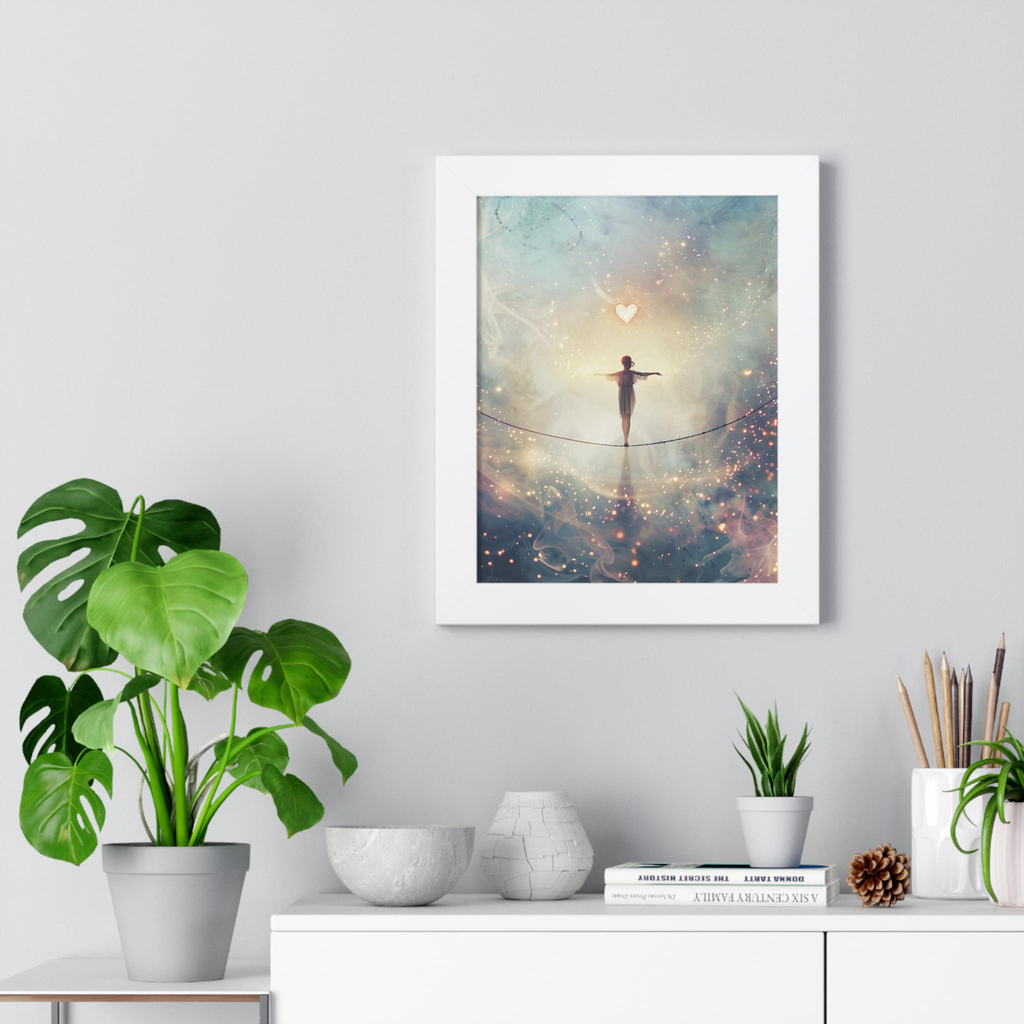 Poster incorniciato a tema spirituale: arte murale per meditazione su equilibrio e amore