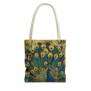 Lebendige Pfau Tragetasche, Einzigartige Naturliebhaber Einkaufstasche, Umweltfreundliches Geschenk, Boho Style Carryall, Perfekt für jeden Anlass