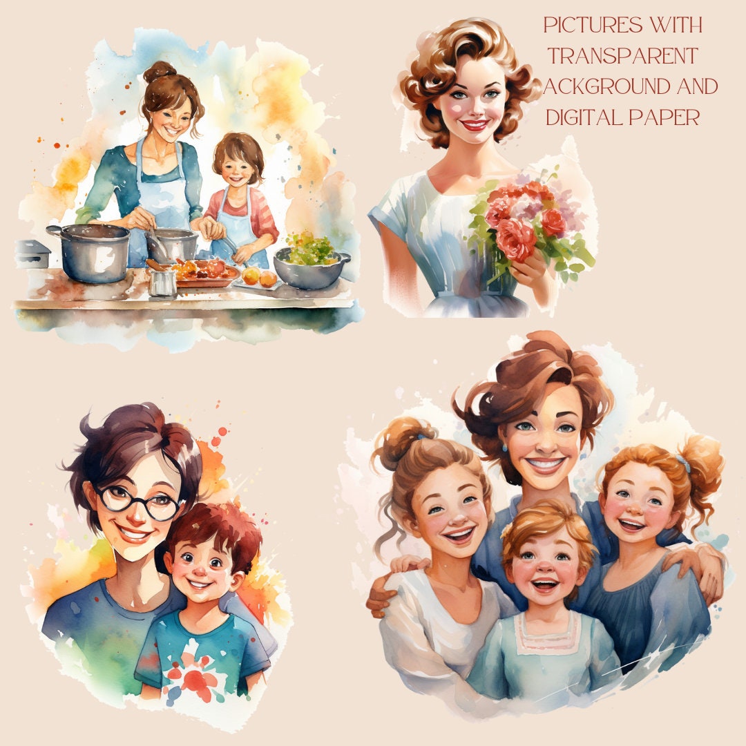 Watercolor Mother Clipart PNG, Mommy Love, Motherhood Clipart, Love Png ...