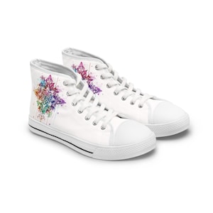 Floral High Top Sneakers: Women&#39;s Colorful Canvas Shoes