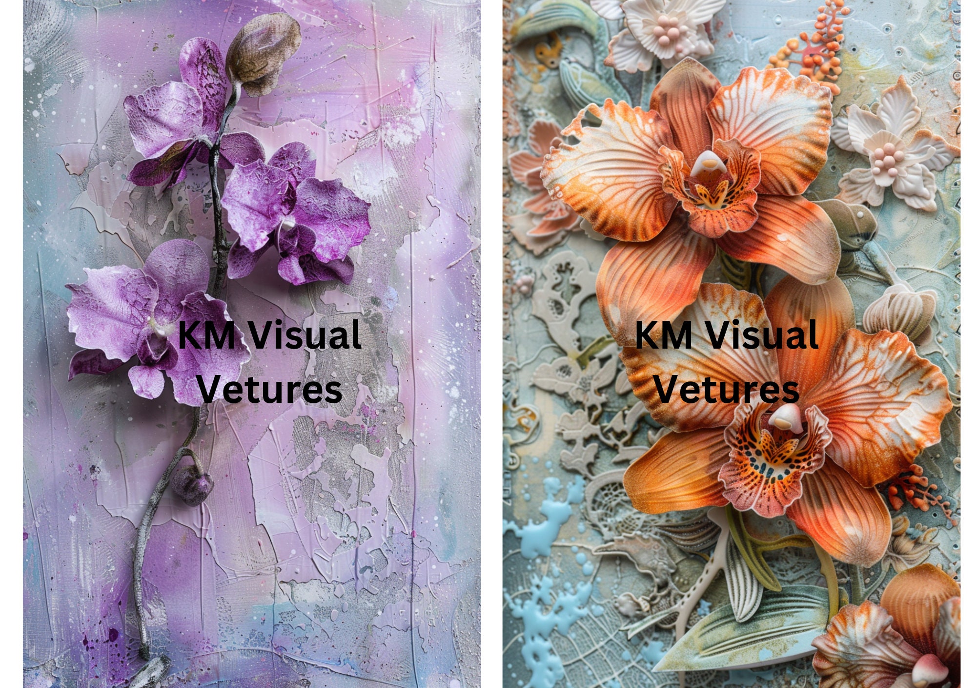 Orchids Journal Paper PNG, Shabby Chic Romantic Notebook Digital Paper ...