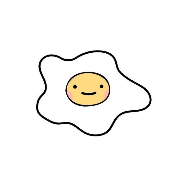 Happy sunnyside up fried egg graphic cartoon svg food breakfast cracked egg yolk animation graphic clip art digital image
