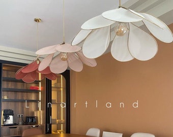 Petal Lamp, Pendant Light, Dining Room Light Fixtures, Rattan Chandelier, Flower Chandelier, Nordic Pendant Light, Fabric Chandelier