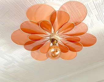 Petal Lamp, Pendant Light, Dining Room Light Fixtures, Rattan Chandelier, Flower Chandelier, Toile De Jouy Pendant Light, Fabric Chandelier