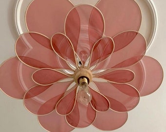 Handmade Dried Rose Petal Chandelier: Bamboo Flower Pendant Light
