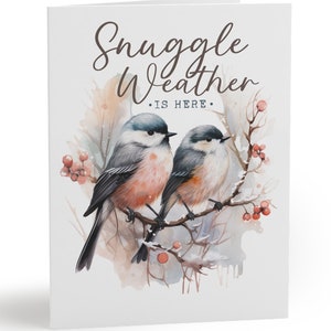 Holiday Card, Winter Card, Christmas Card, Winter Animals, Woodland Cards, Animal Lovers Card, Lovebirds Holiday Card, Bird Christmas