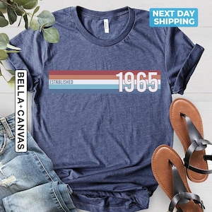 Mens 60th Birthday T-Shirt, Established 1965 Retro Strip, 60th Birthday Gift, 60th Birthday Party, 1965 Shirt, 60th Birthday Gift For Men