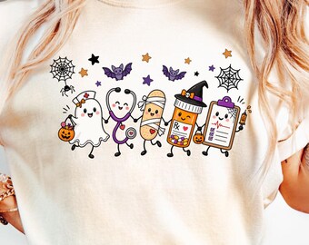 Comfort Colors® Halloween Nurse Shirt, Fall Spooky Nurse T-Shirt, RN Shirt, Pediatric Nurse, Nicu Nurse, Registered Nurse Shirt, Nursing Tee