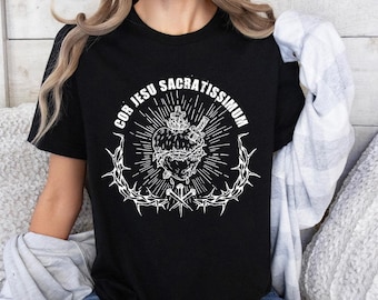 Adult Sacred Heart of Jesus Tee, Catholic Tshirt, Catholic Gifts, Faith Shirt, Bible Verse T Shirt, Christian Shirts, Shirt for Catholic