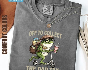 Camiseta divertida de papá con la rana y el impuesto, camiseta gráfica "A cobrar el impuesto de papá", camiseta retro para amantes de las ranas Comfort Colors®, regalo del Día del Padre de parte de su hija o hijo.