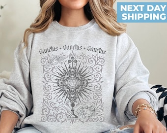 Sanctus Graphic Tee, Catholic Sweatshirt, Christian Sweatshirt, Catholic Gift, Jesus Sweatshirt, Christian Gift, Faith Crewneck