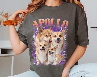 Comfort Colors® Custom Bootleg Shirt, Custom Pet Shirt, Custom Dog Shirt, Dog Remembrance Gift, 90s Tee, Vintage Pet Photo + Name Tshirt