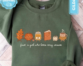 Cozy Season Sweatshirt, Books Lover Fall Gift, Womens Pumpkin Season Shirt, Cozy Reader Gift For Her, Boktok Tee, Bookish Long Sleeve Shirt